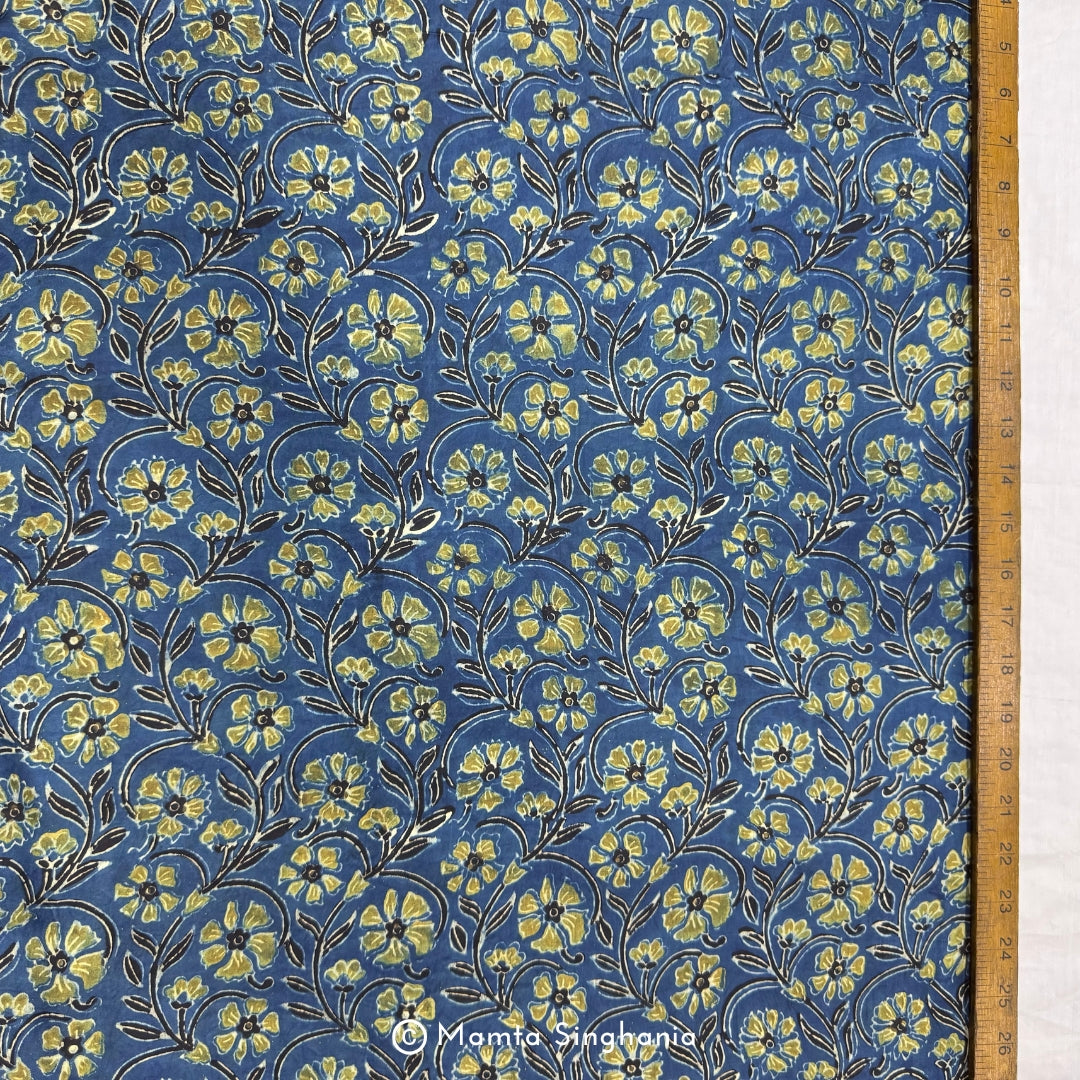 Blue Floral Printed Modal Satin
