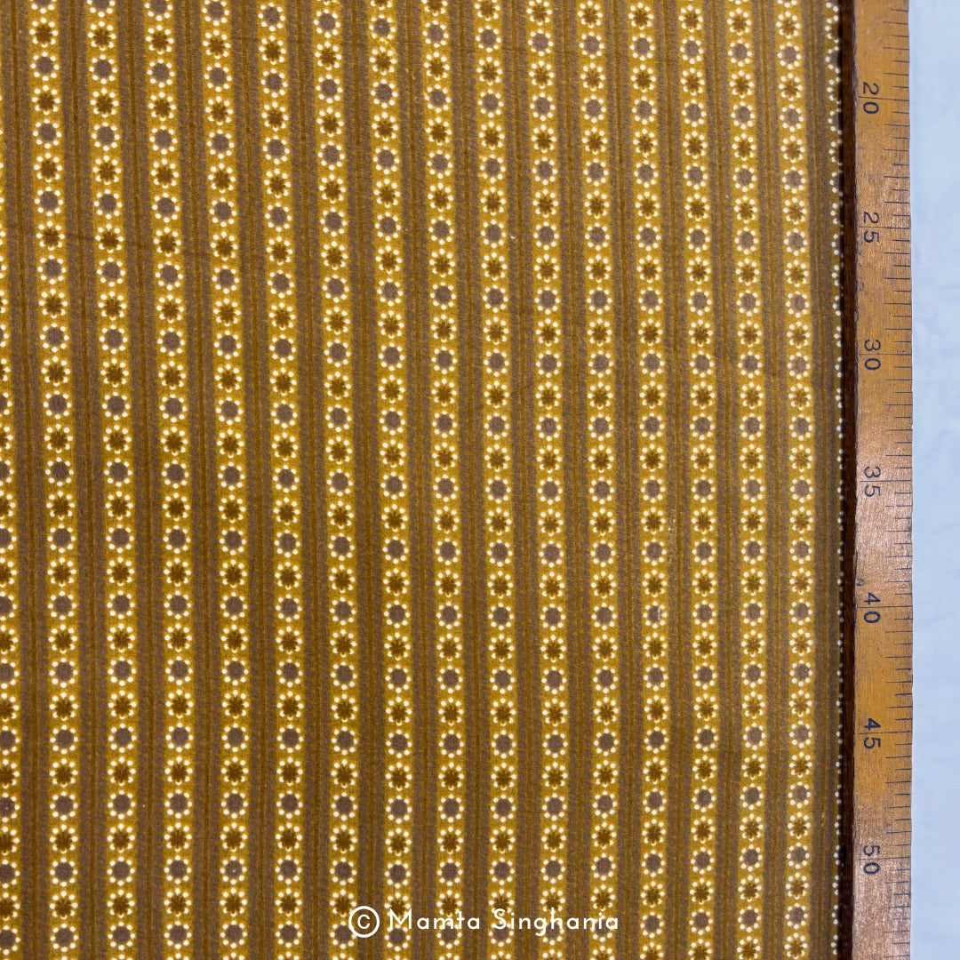 Mustard Abstract Printed Cotton Fabric