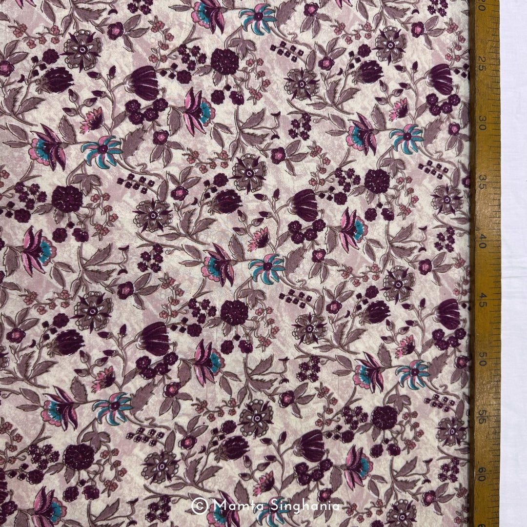 Purple Floral Printed Cotton Fabric