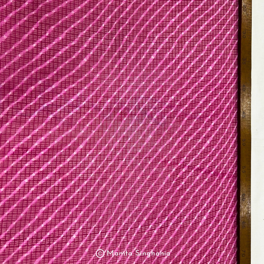 Magenta Pink Leheriya Printed Kota Doria Fabric