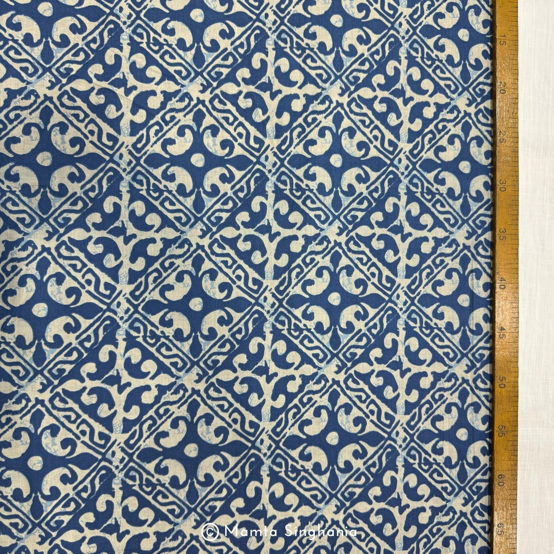 Blue Abstract Printed Cotton Fabric