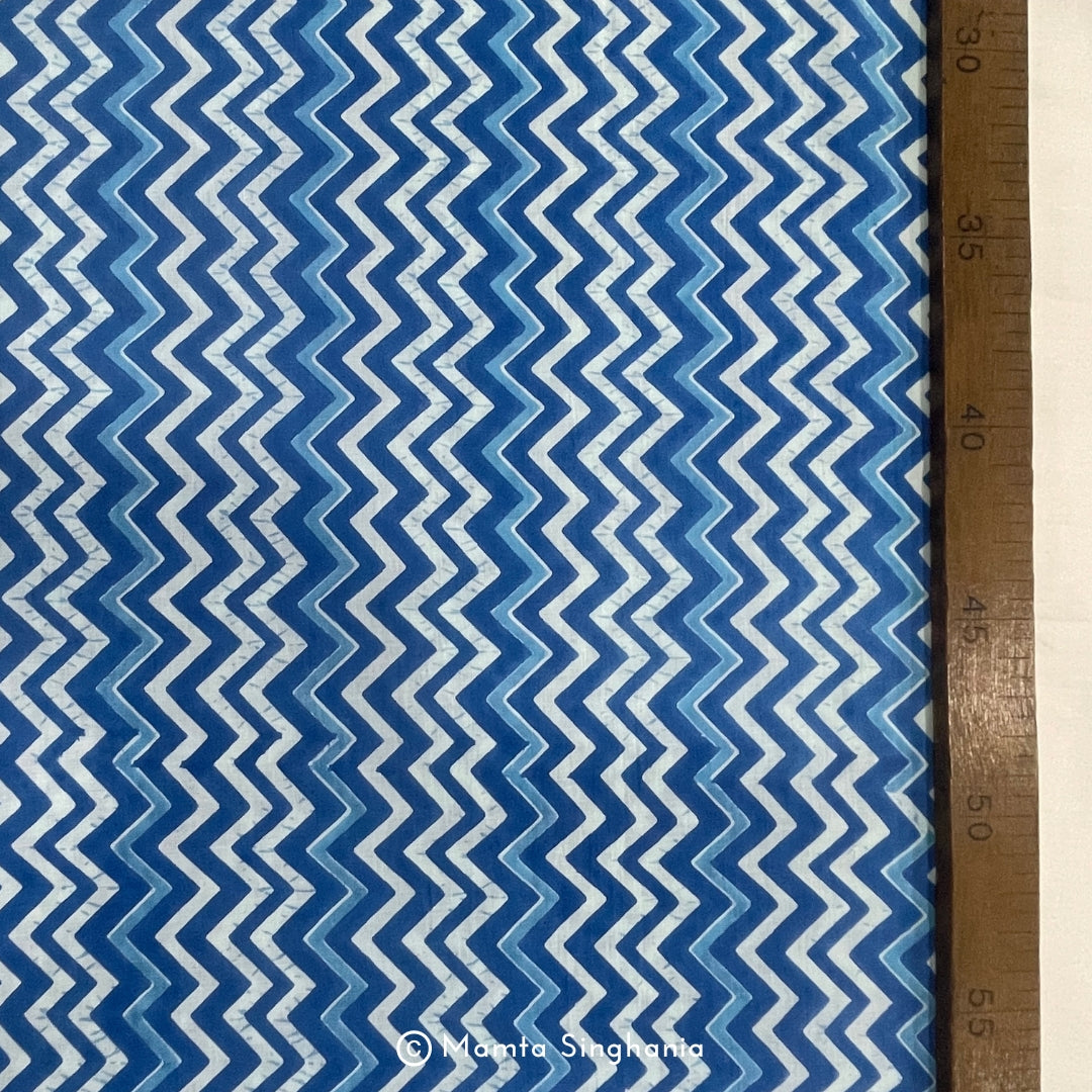 Blue Chevron Printed Cotton Fabric