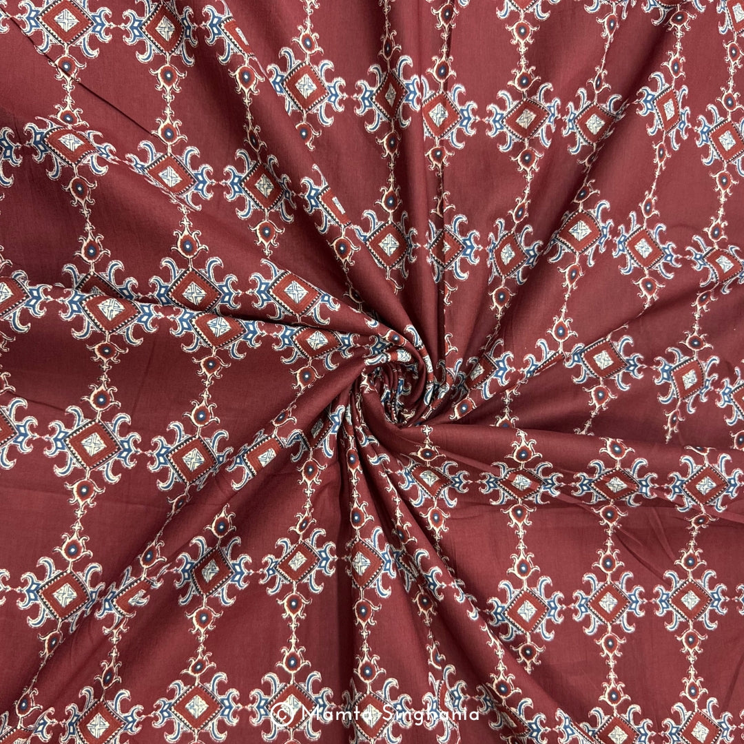 Sangria Abstract Printed Cotton Fabric