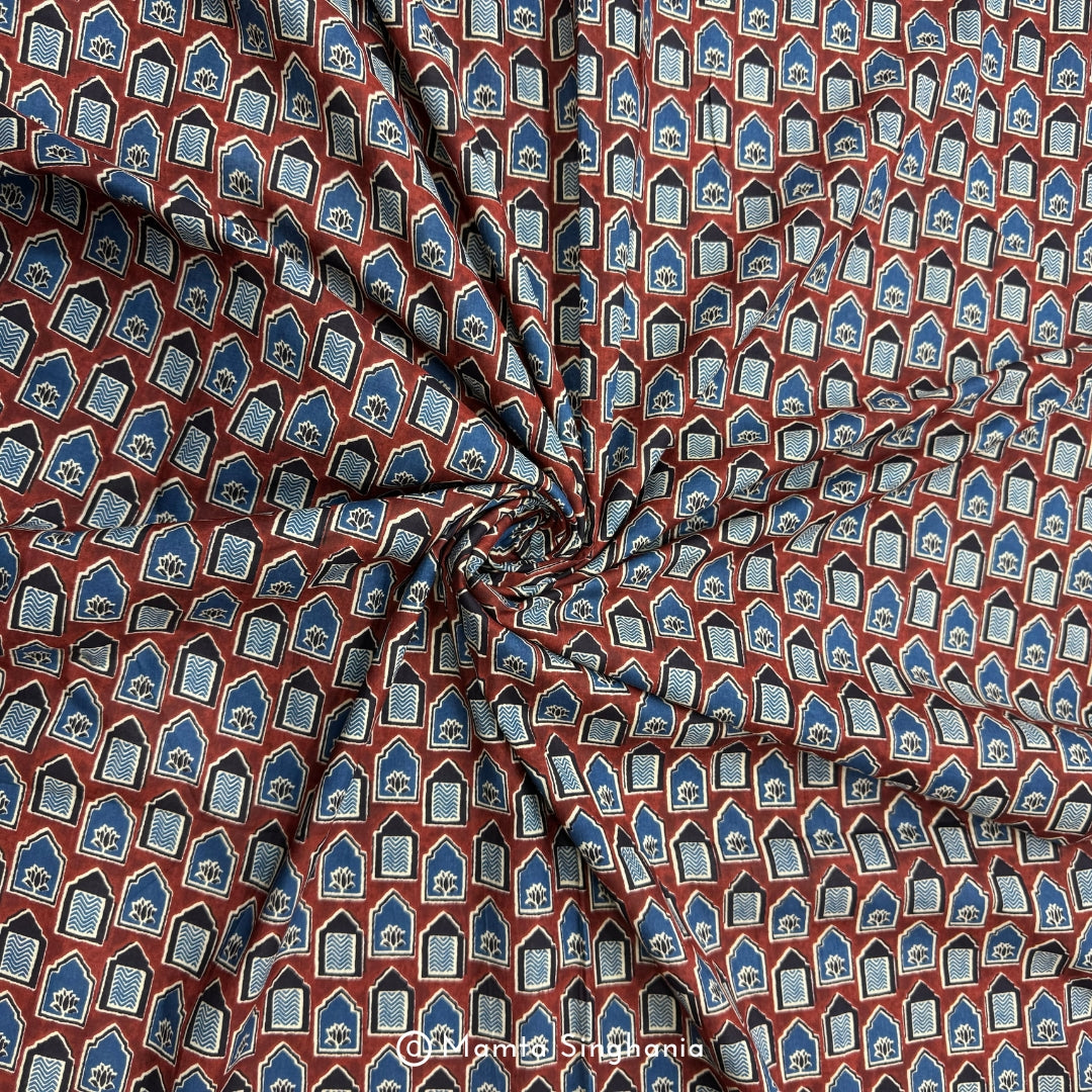 Red Abstract Printed Cotton Fabric