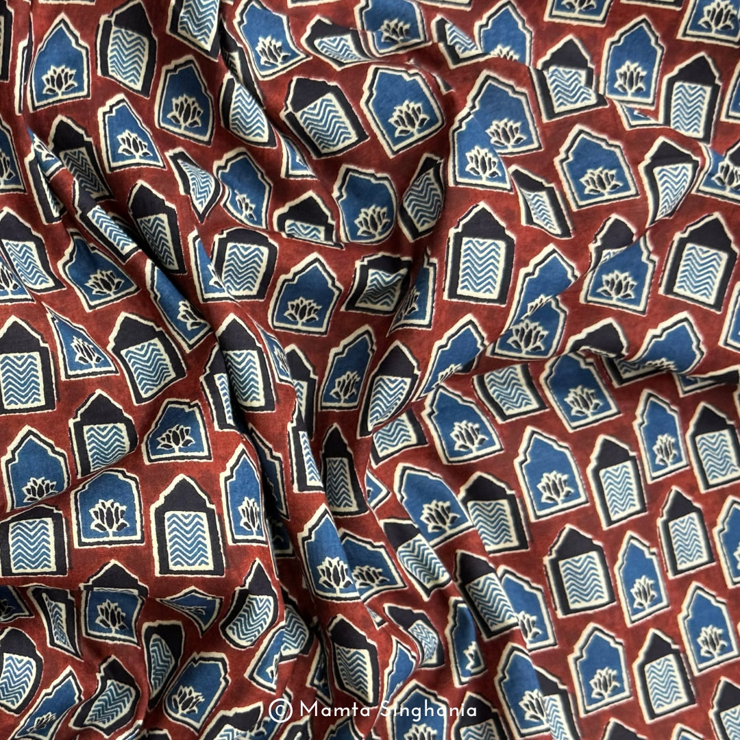 Red Abstract Printed Cotton Fabric