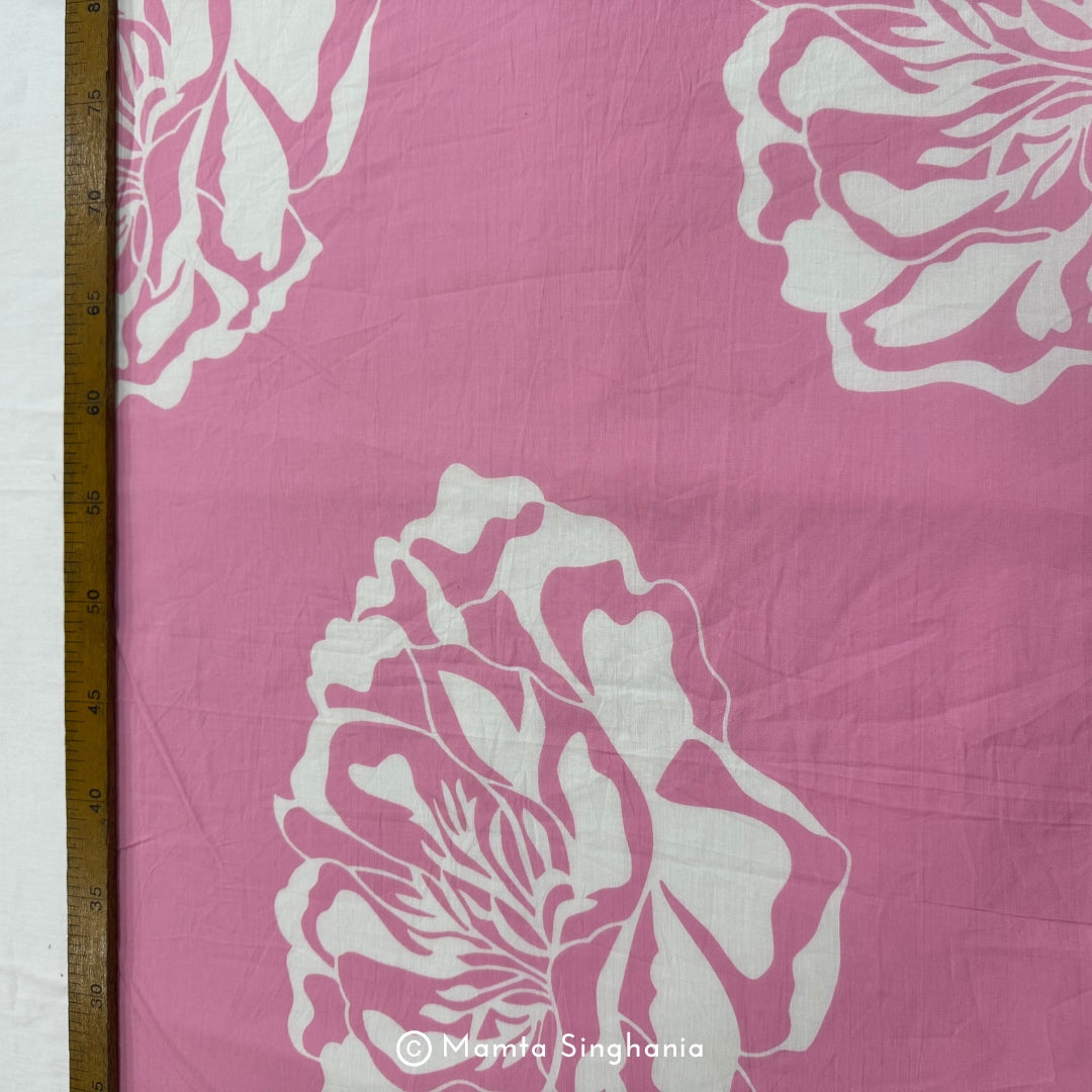 Pink Floral Printed Cotton Fabric