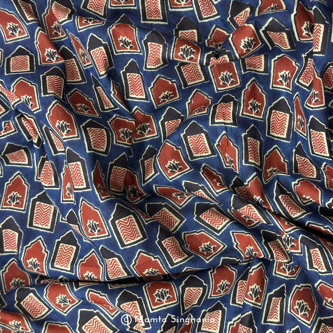 Blue Abstract Printed Cotton Fabric
