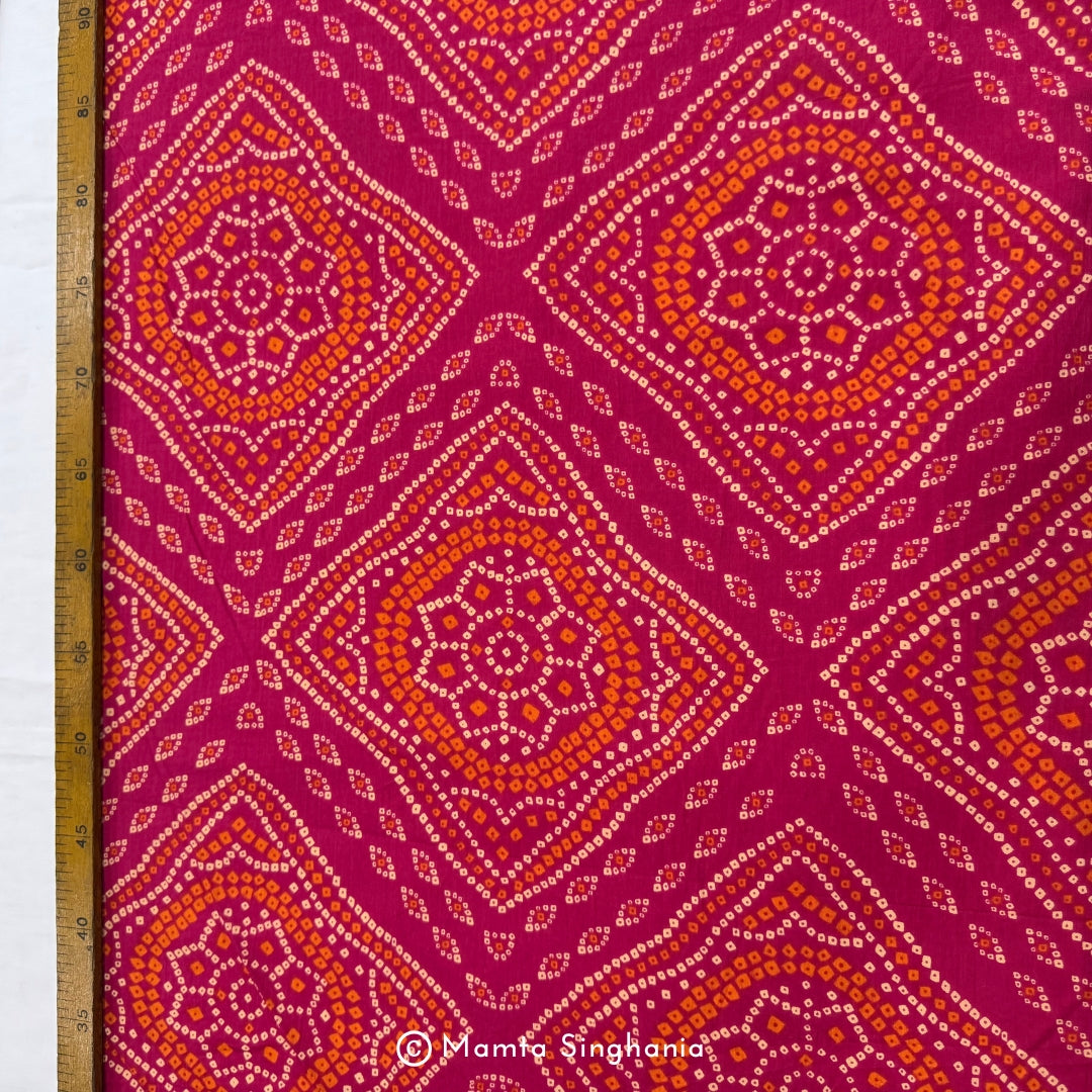 Pink Orange Bandhej Printed Cotton Fabric