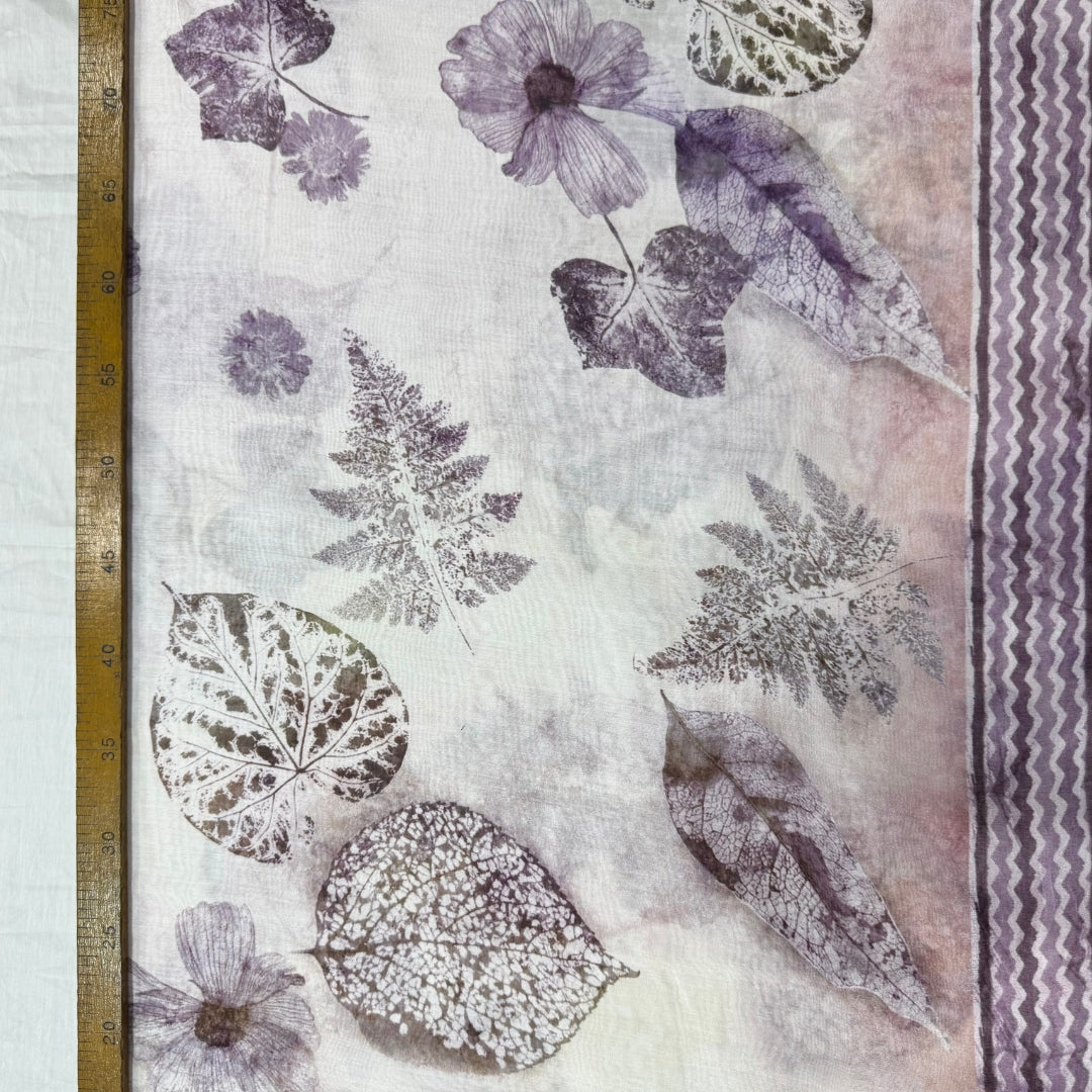 Purple Floral Digital Printed Mul Chanderi Fabric