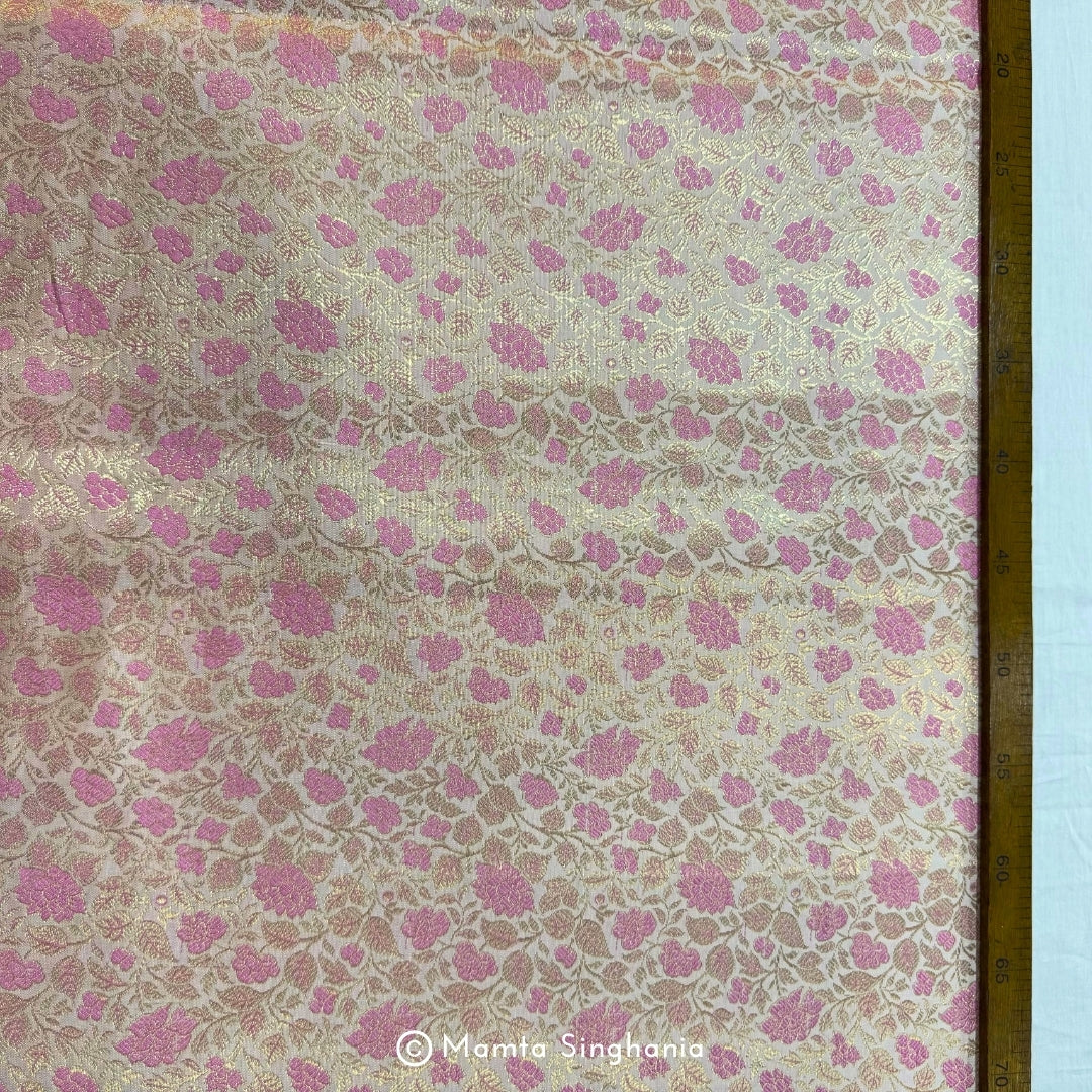Pink Banarasi Brocade Katan Silk Fabric