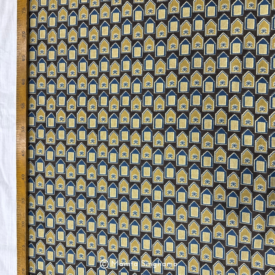 Brown Abstract Printed Cotton Fabric