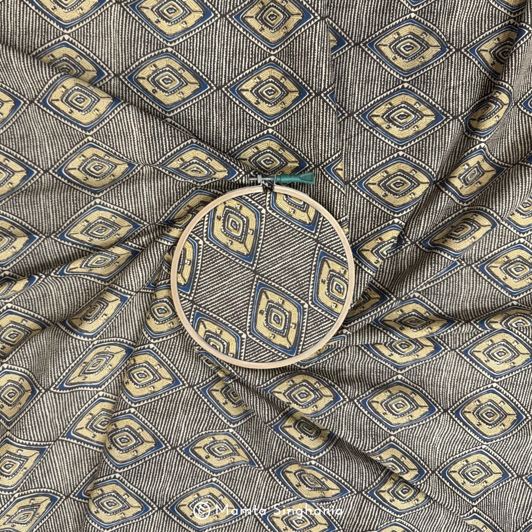 Brown Abstract Printed Cotton Fabric