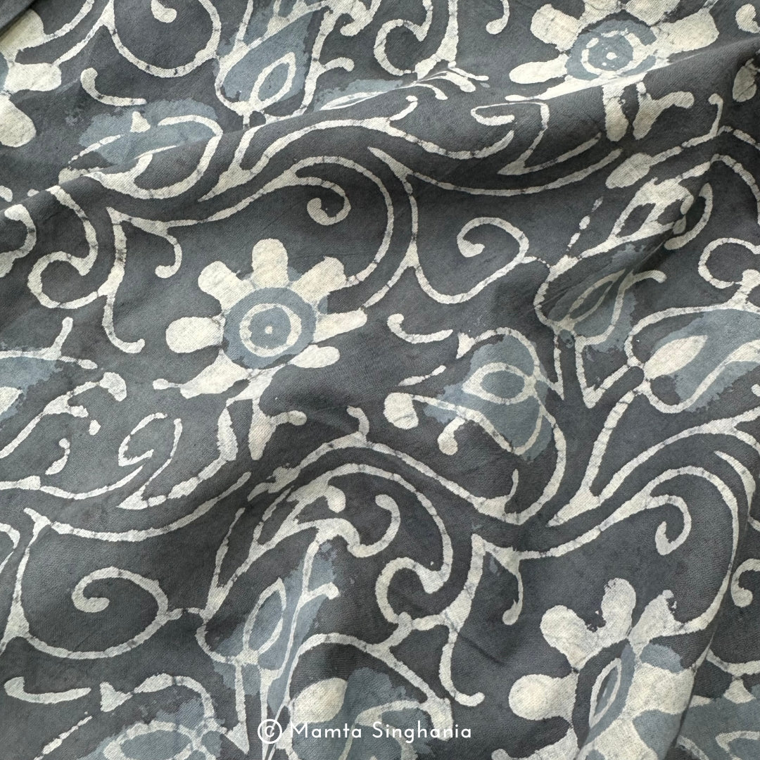 Floral Dabu Printed Cotton Fabric