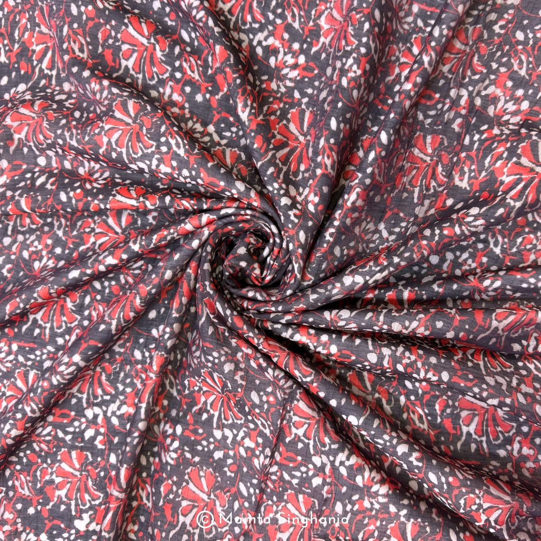 Floral Printed Mul Chanderi Fabric