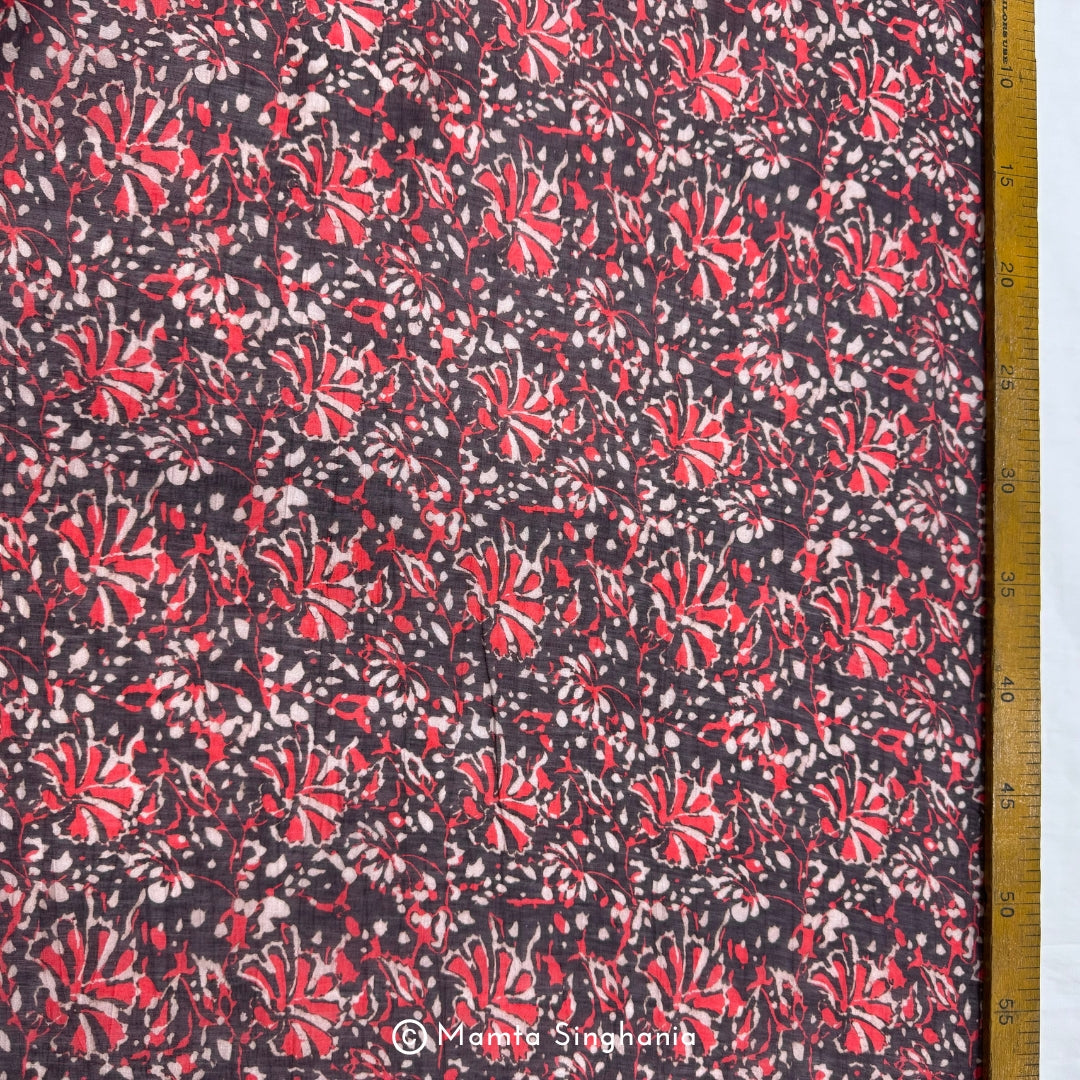 Floral Printed Mul Chanderi Fabric