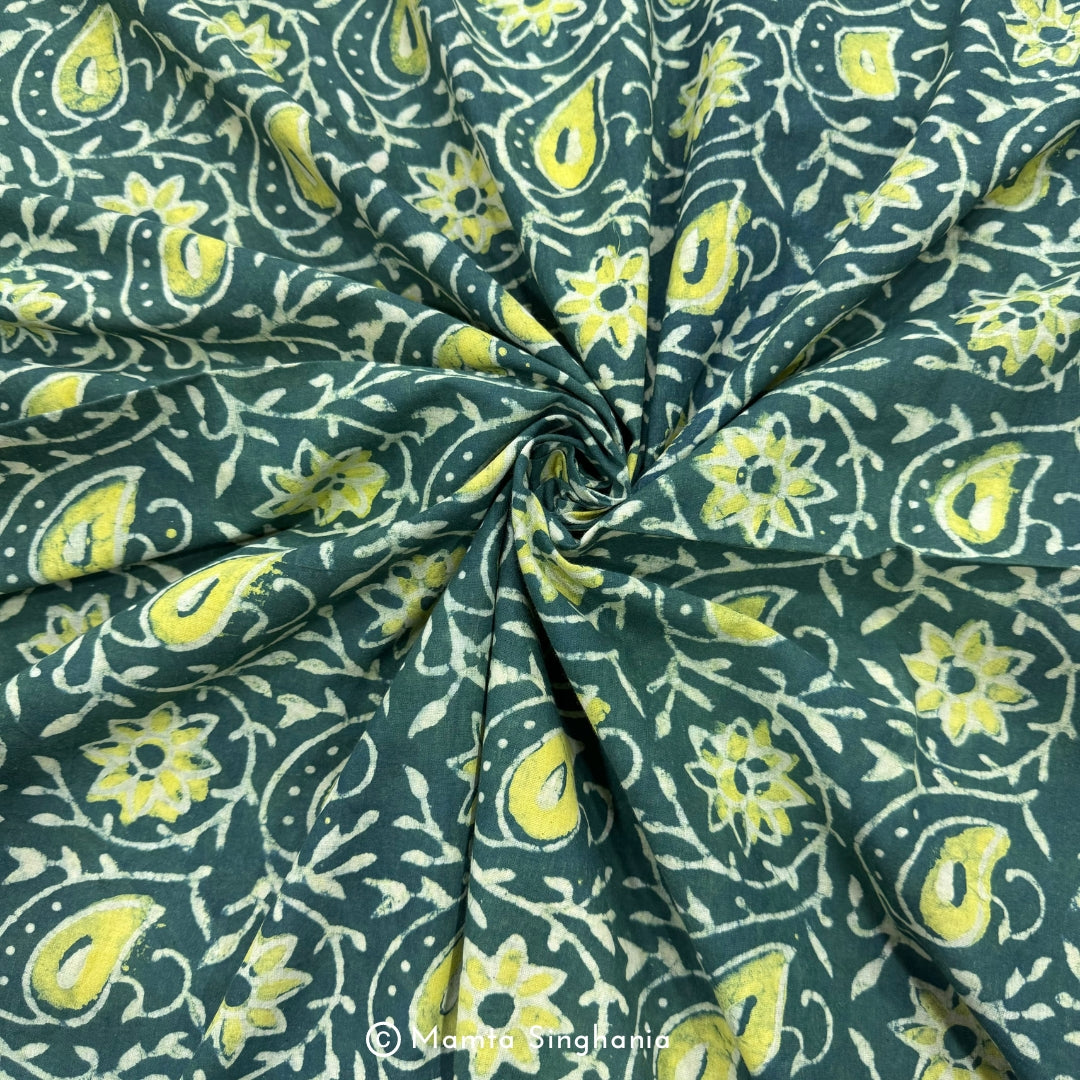 Floral Dabu Printed Cotton Fabric