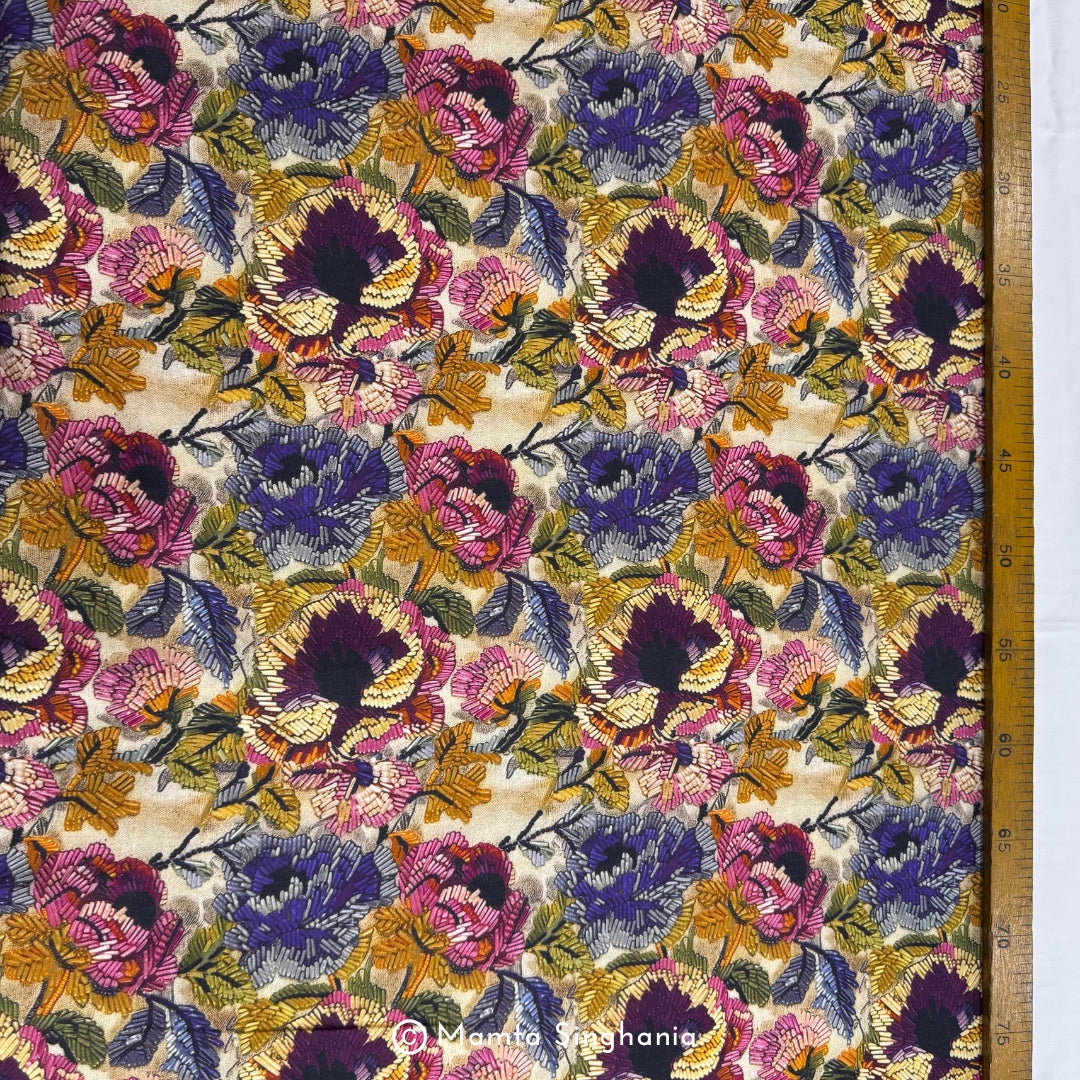 Floral Printed Malai Cotton Fabric
