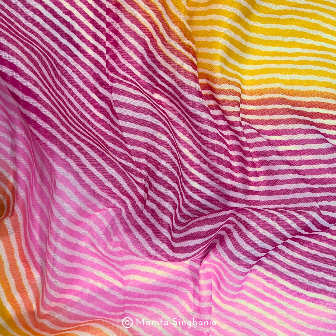 Multi Colour Leheriya Printed Kota Doria Fabric