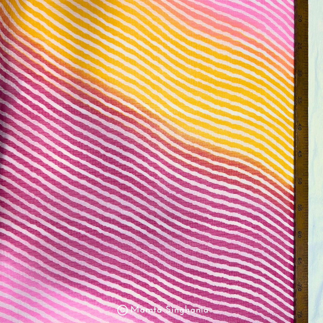 Multi Colour Leheriya Printed Kota Doria Fabric