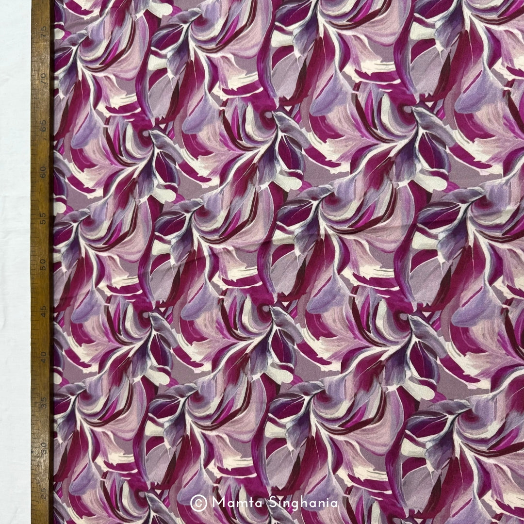 Purple Abstract Printed Modal Satin