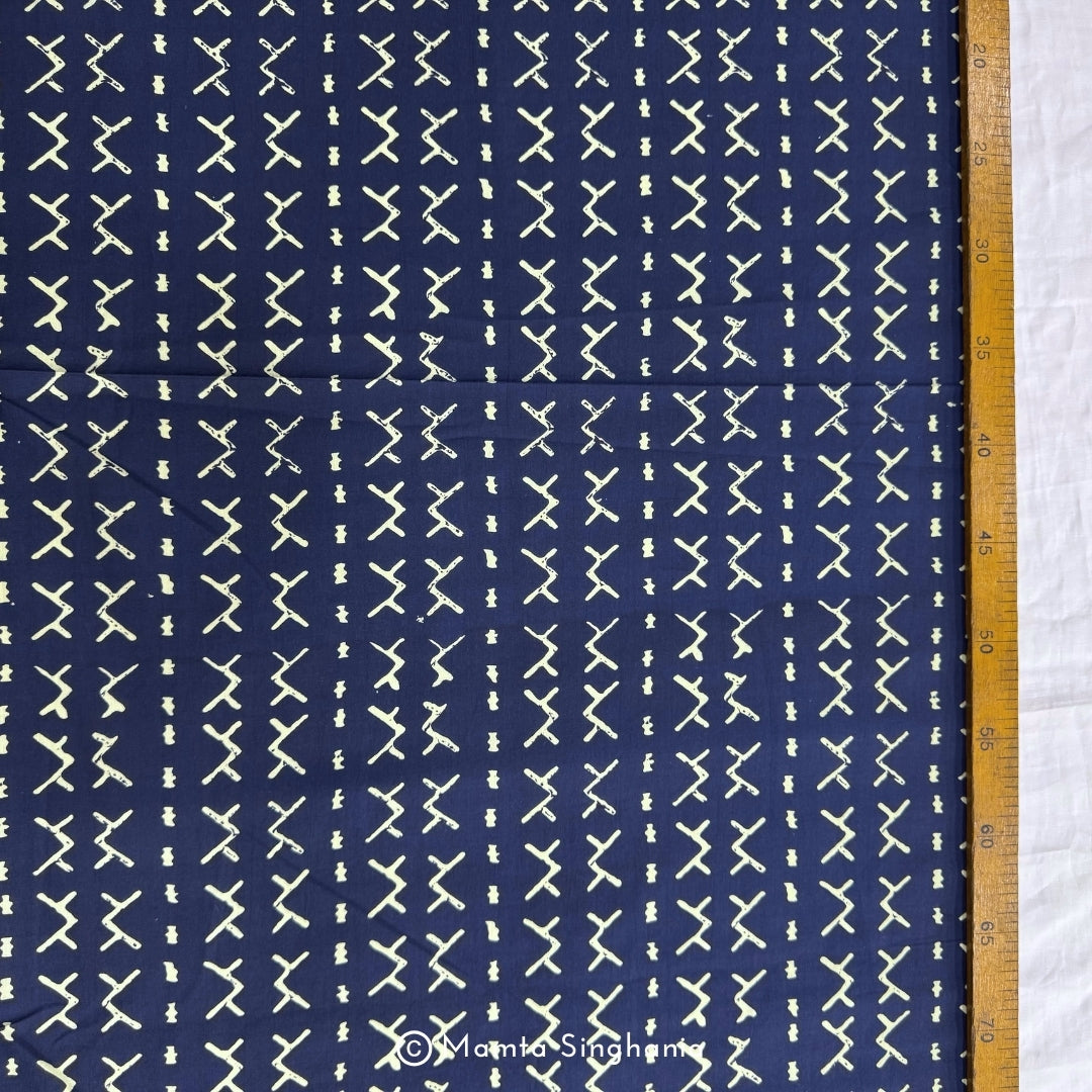 Blue Abstarct Printed Cotton Fabric
