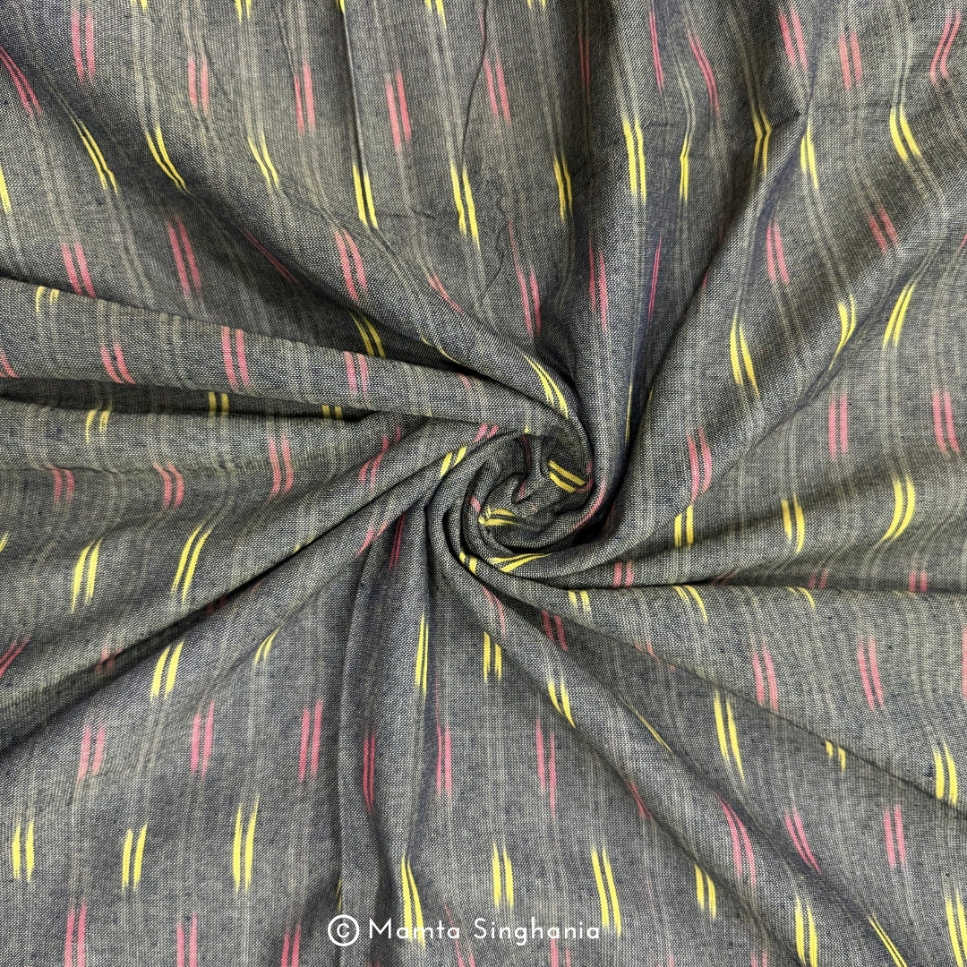 Bottle Green Ikkat Fabric