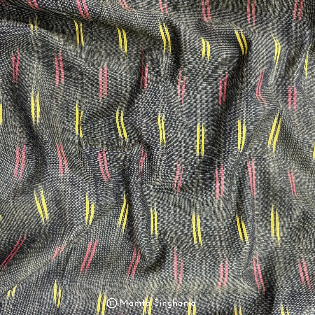 Bottle Green Ikkat Fabric
