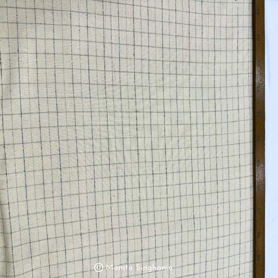 White Checks Handloom Khadi Cotton Fabric