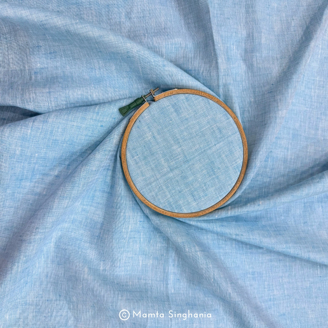 Light Sky Blue Pure Linen Fabric