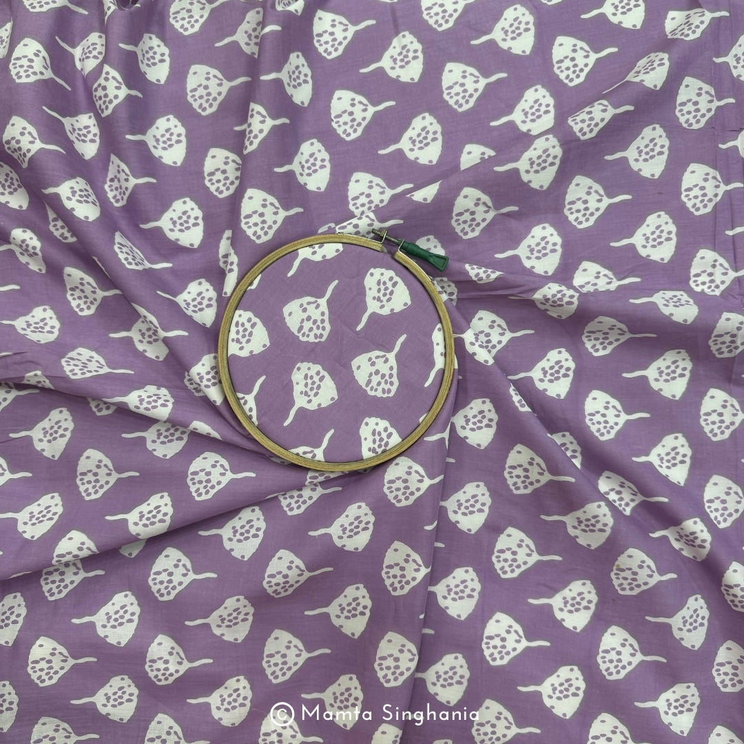 Purple Abstract Printed Cotton Fabric