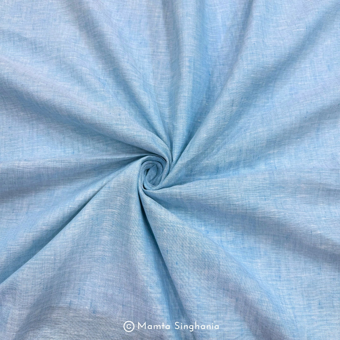 Light Sky Blue Pure Linen Fabric