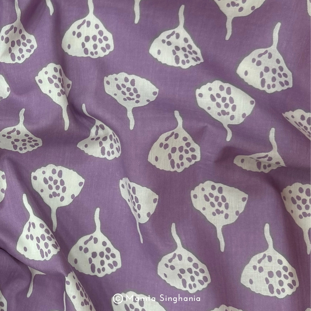 Purple Abstract Printed Cotton Fabric