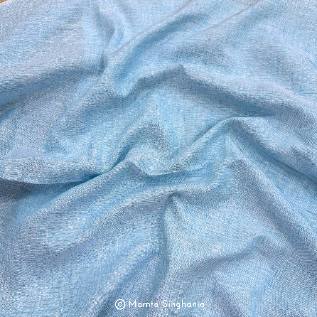 Light Sky Blue Pure Linen Fabric
