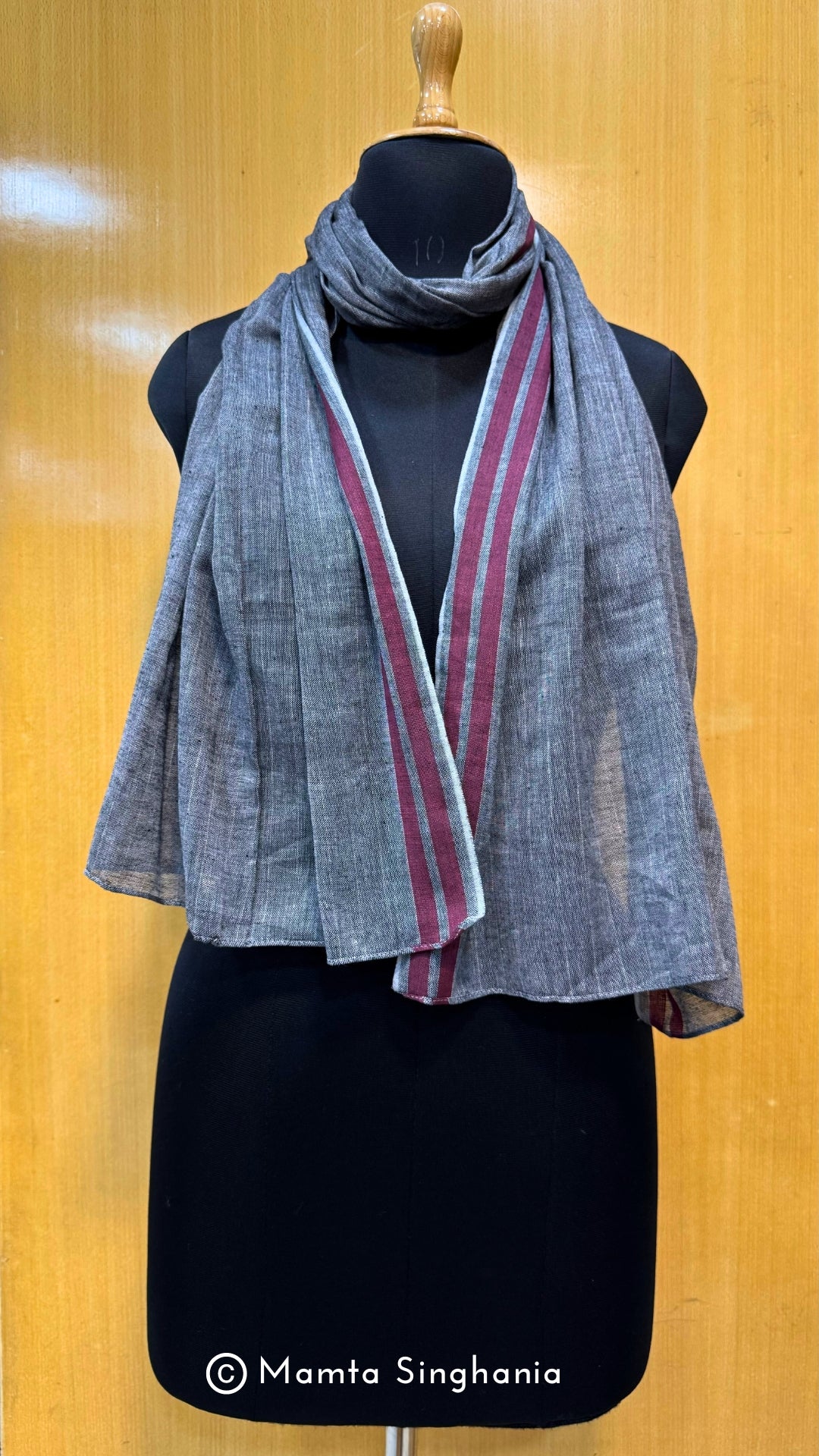 Handloom Cotton Stole in Grey Colour