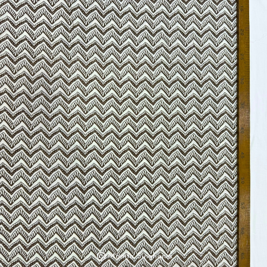 Brown Chevron Printed Cotton Fabric