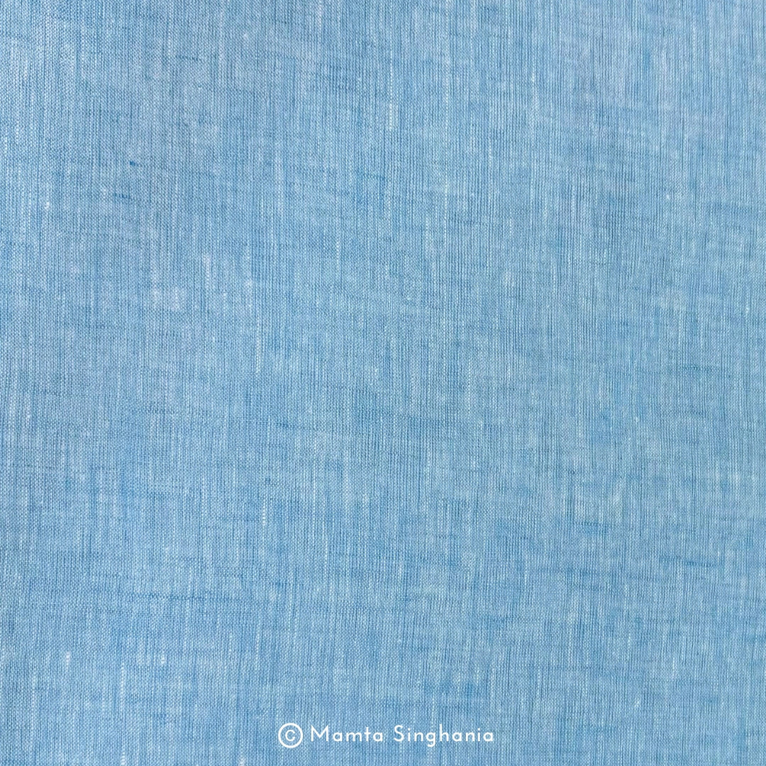 Light Sky Blue Pure Linen Fabric