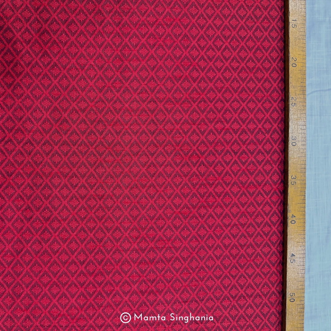 Dark Red Cotton Jacquard Fabric