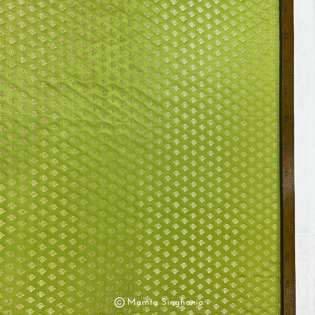Green Banarasi Brocade Katan Silk Fabric