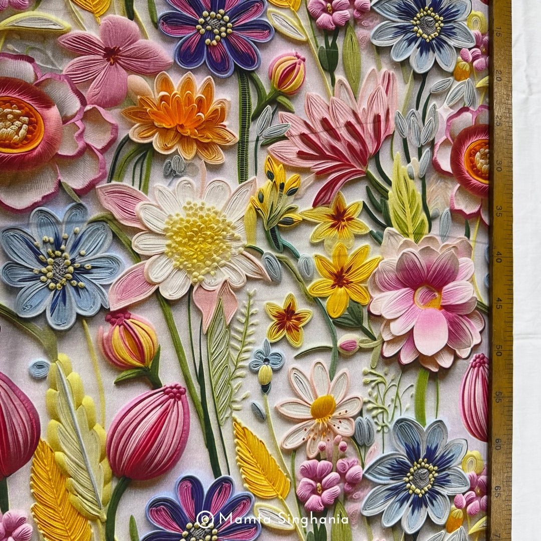 Floral Printed Malai Cotton Fabric