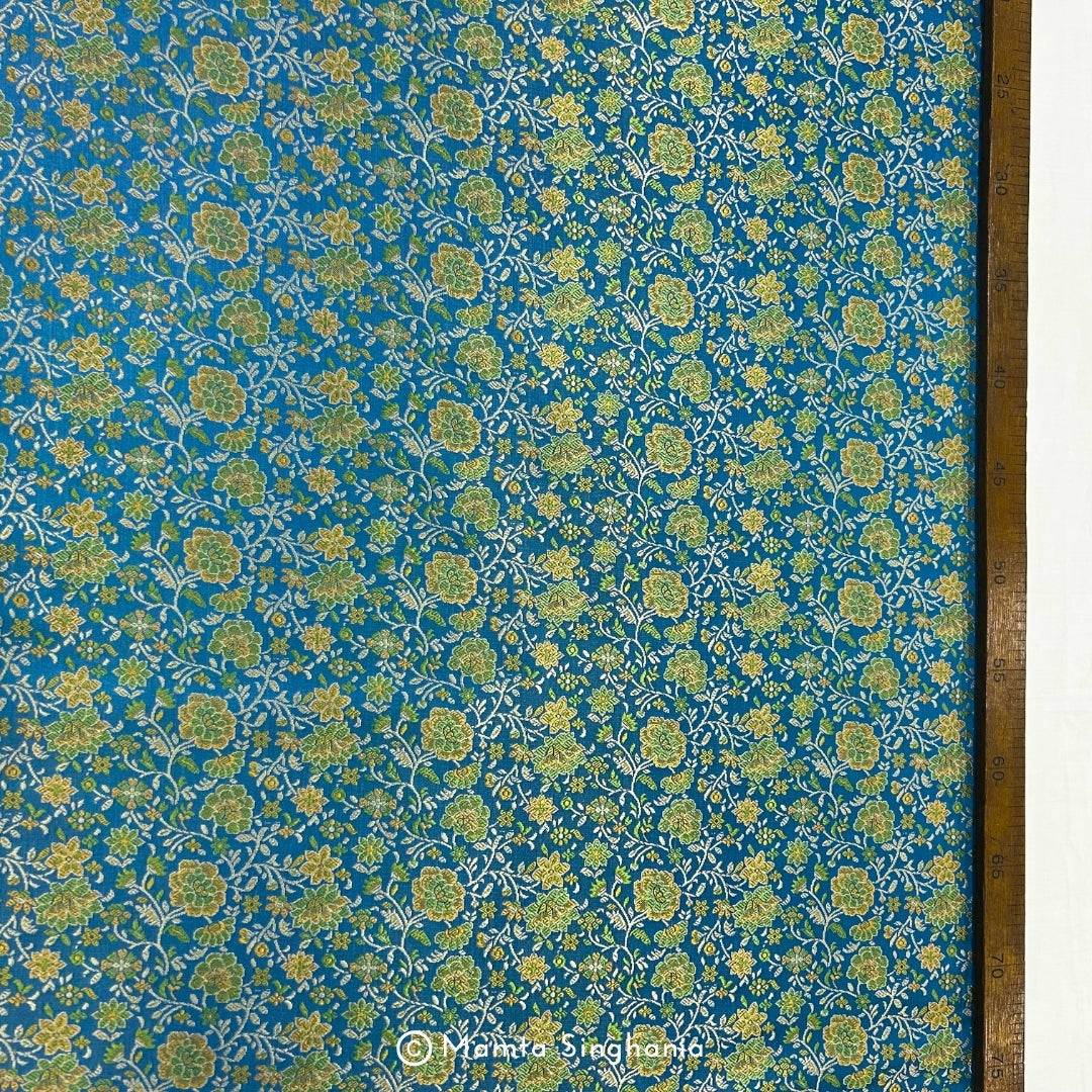 Blue Banarasi Brocade Katan Silk Fabric