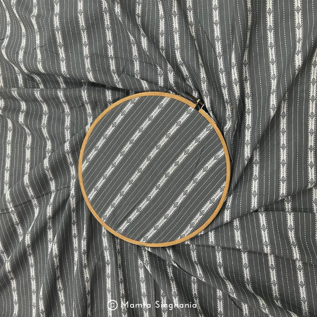 Grey Stripes Handloom Cotton Fabric