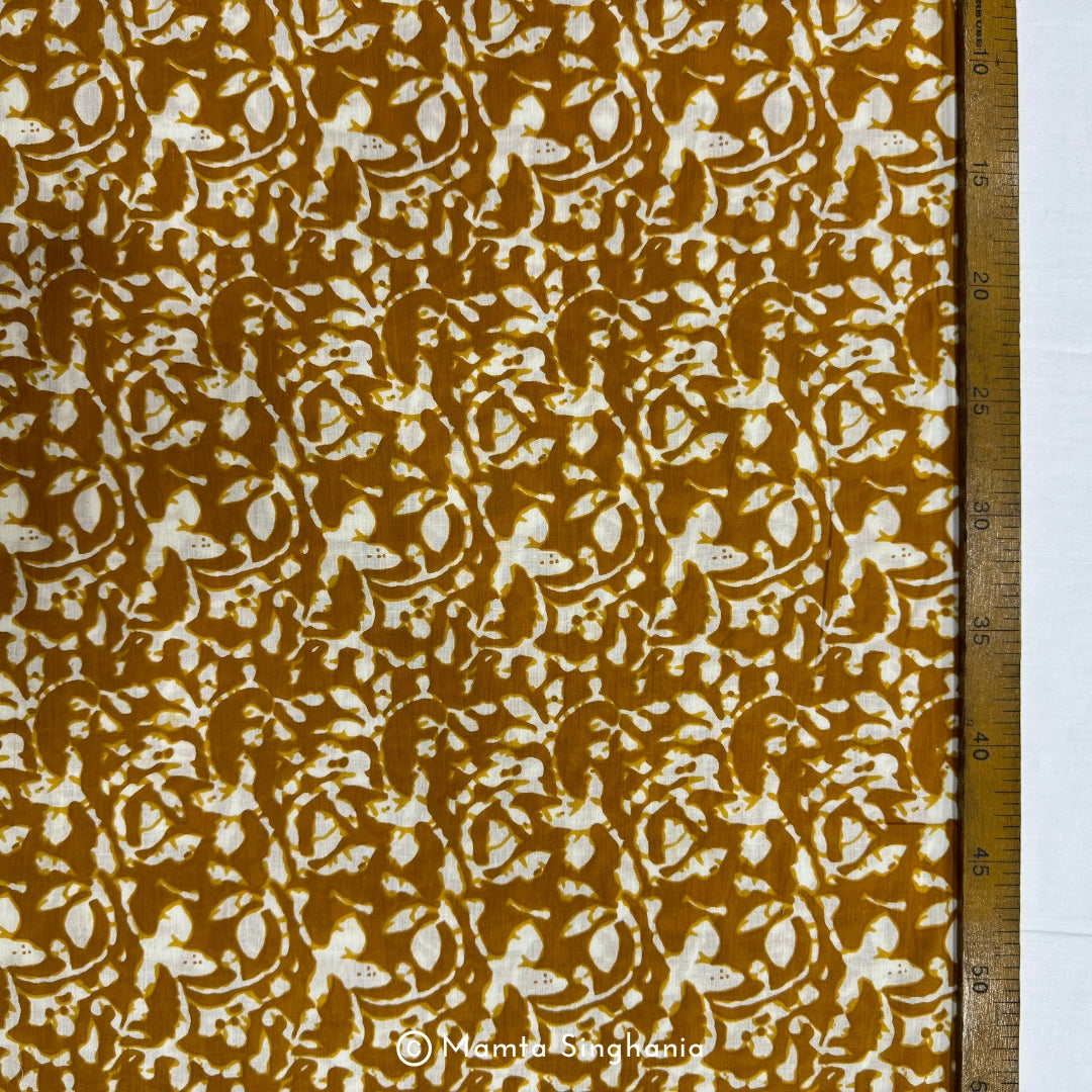 Yellow Floral Printed Cotton Fabric