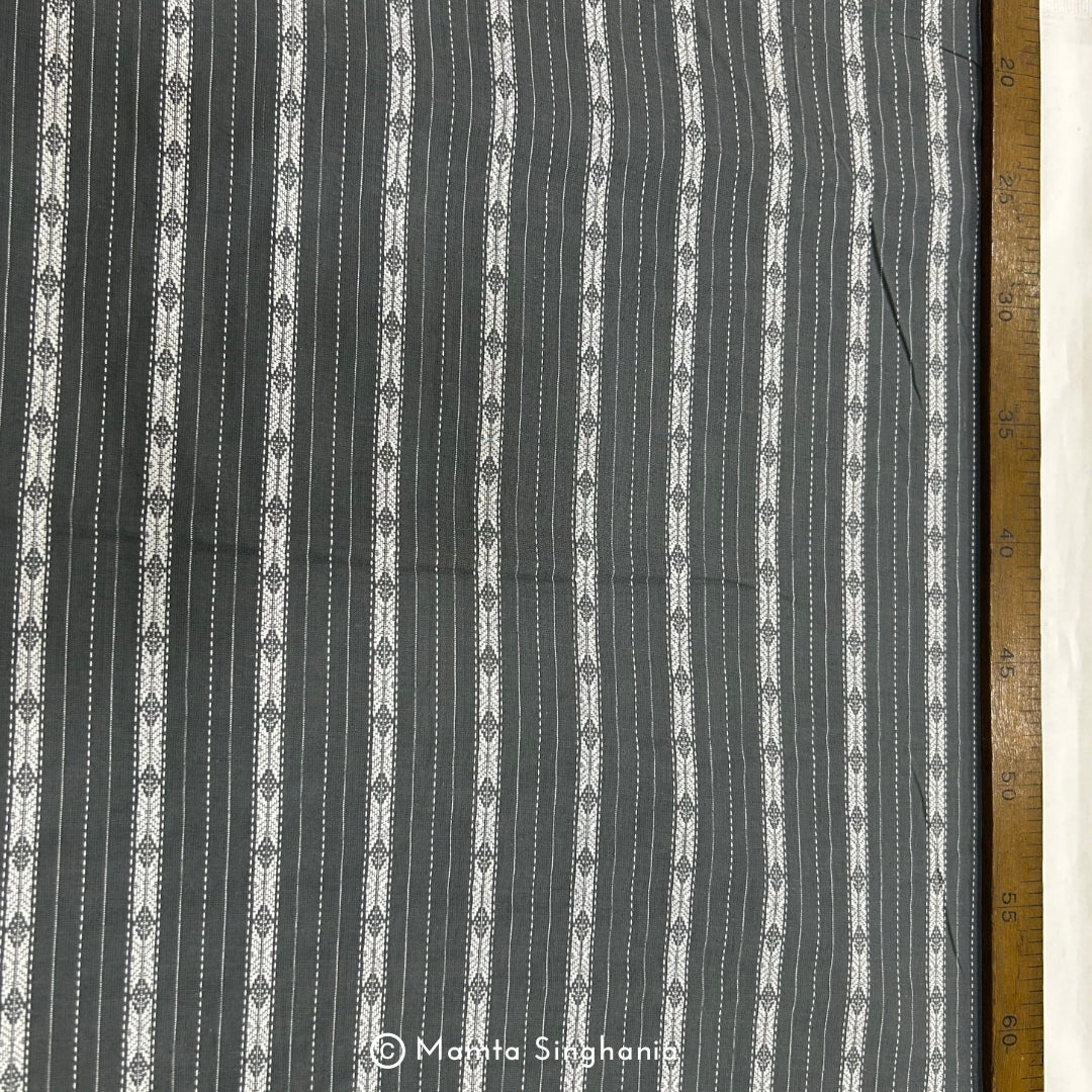 Grey Stripes Handloom Cotton Fabric
