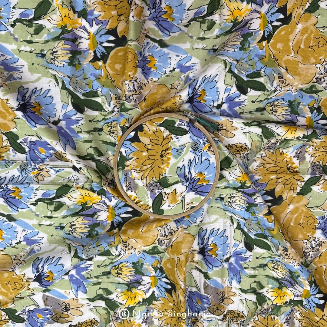 Multi Colour Floral Printed Cotton Fabric