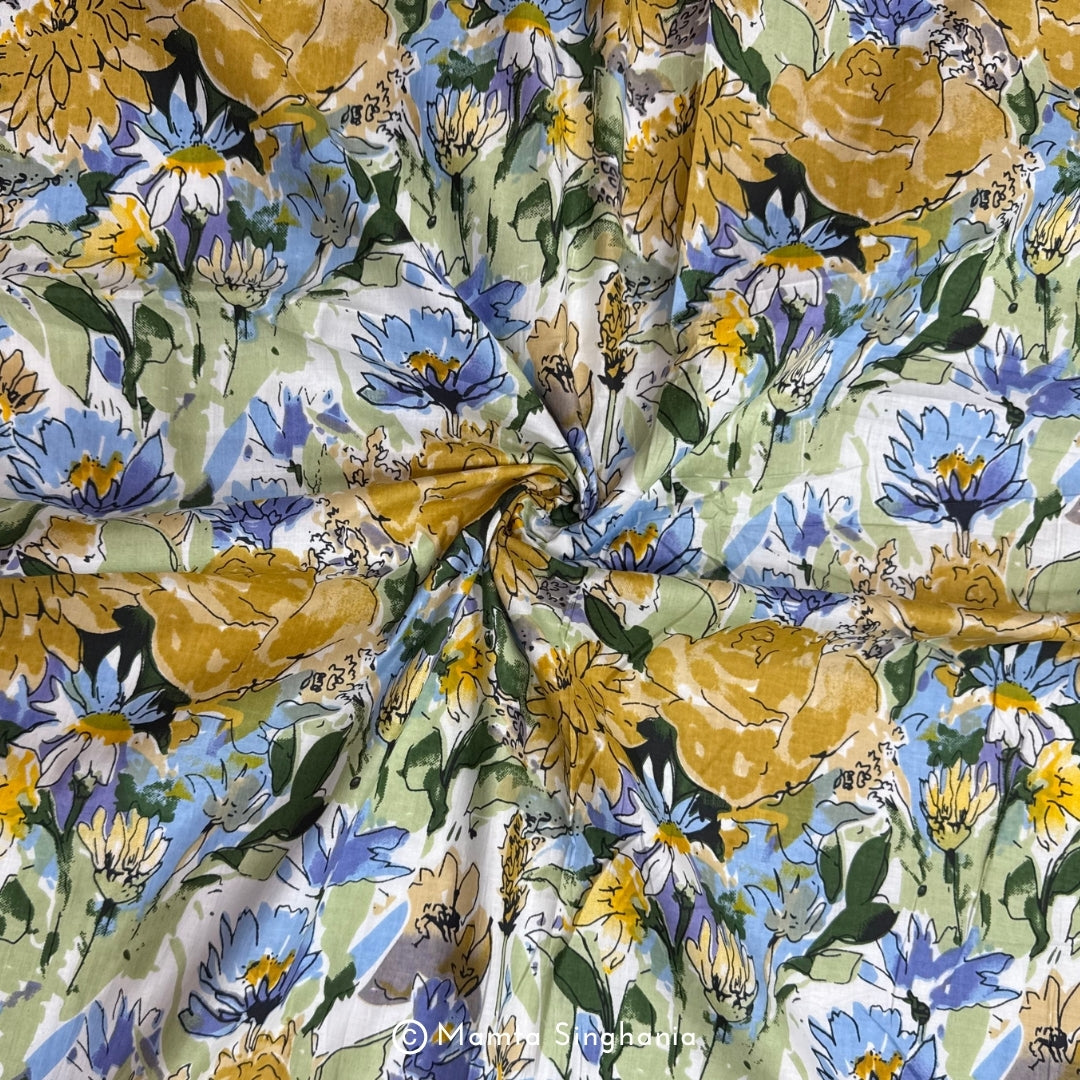 Multi Colour Floral Printed Cotton Fabric
