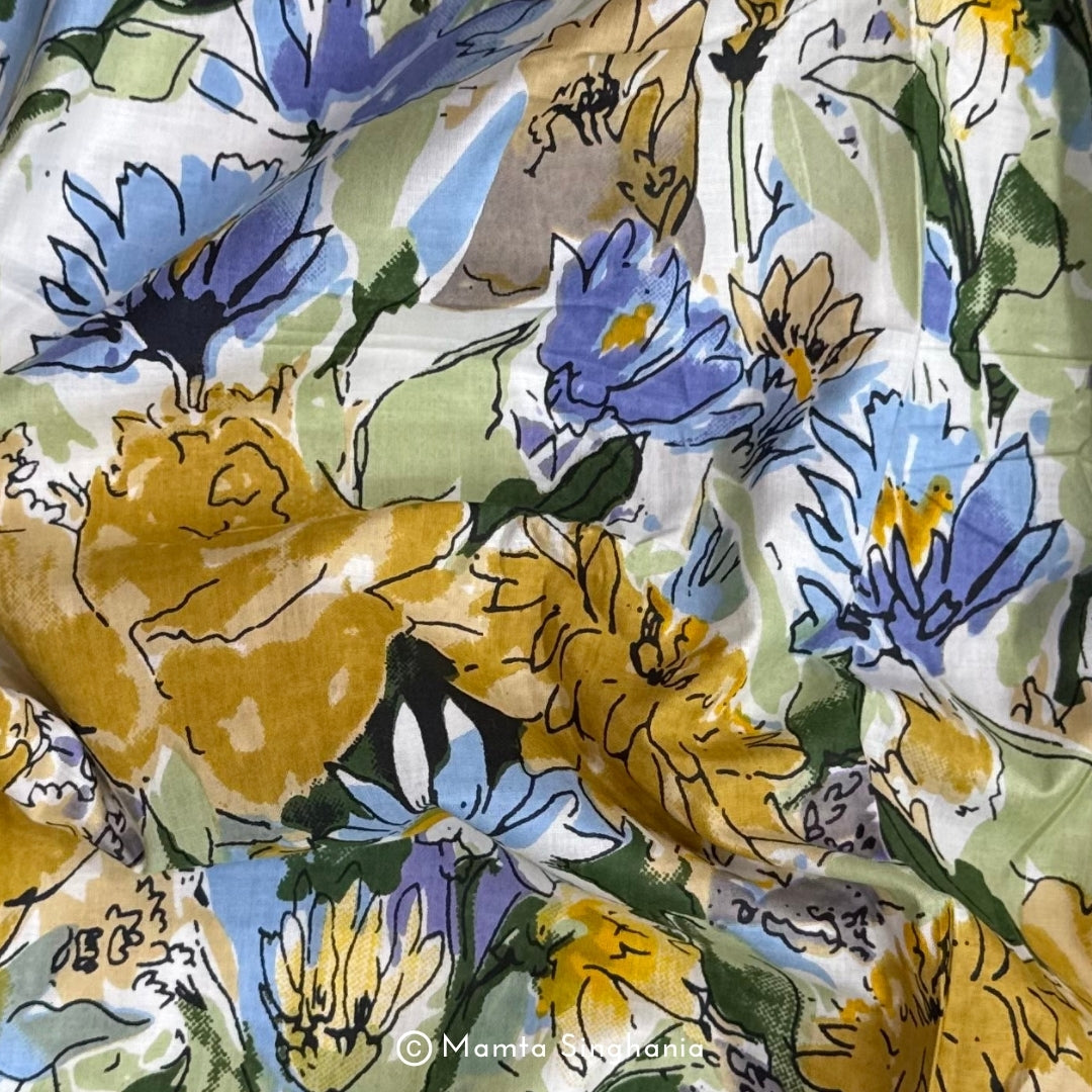Multi Colour Floral Printed Cotton Fabric