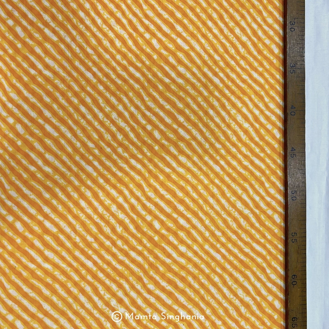 Yellow Orange Leheriya Printed Cotton Fabric