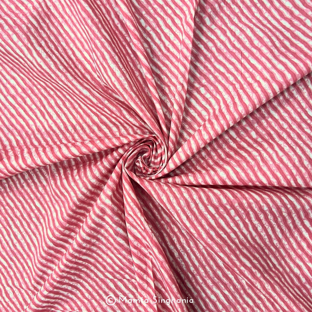 Coral Pink Leheriya Printed Cotton Fabric