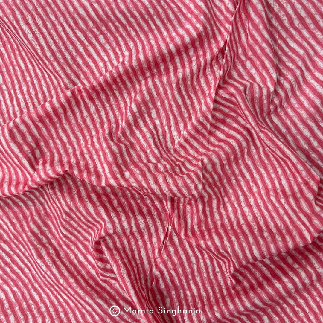 Coral Pink Leheriya Printed Cotton Fabric