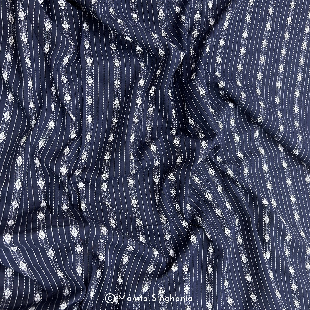 Blue Stripes Handloom Cotton Fabrics
